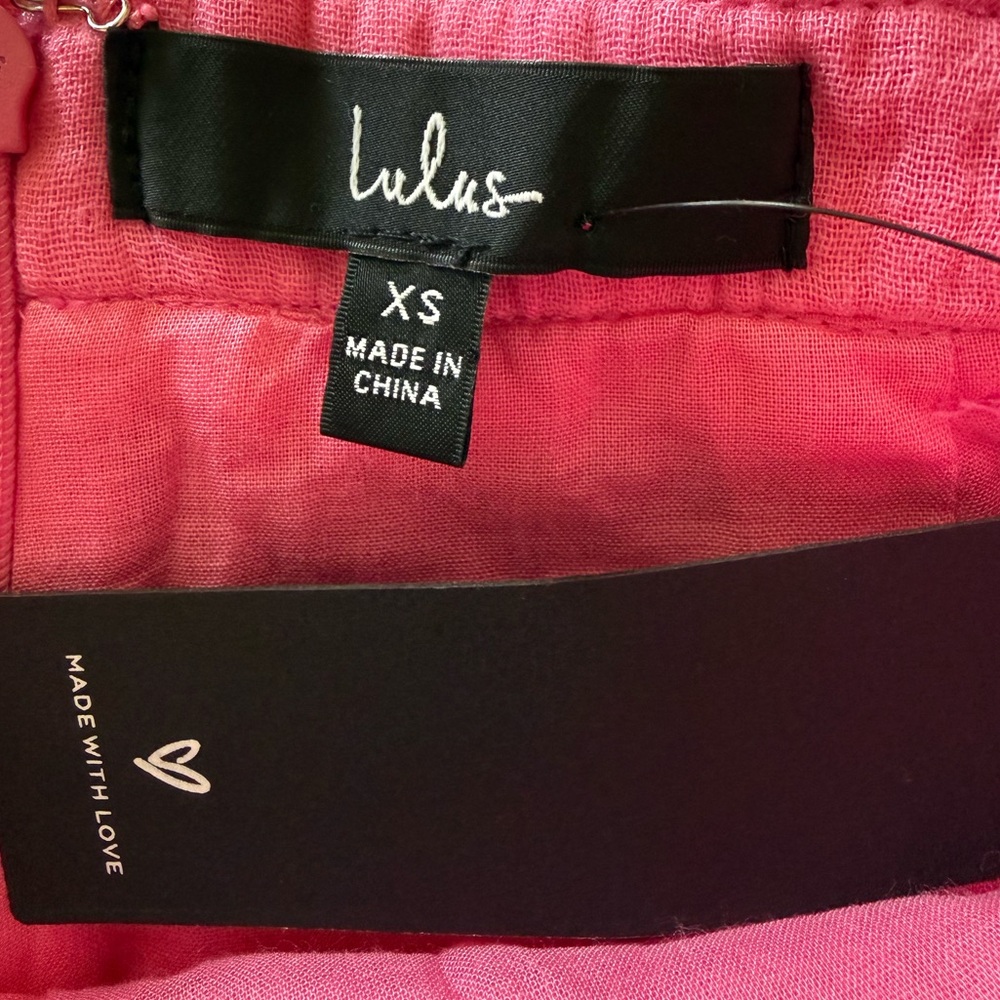 Lulus NWT Friendship Bright Pink Paperbag Waist Shorts, Size XS - Picture 12 of 15